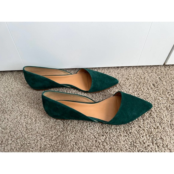 J Crew Women's D'Orsay Flats - Green Suede - Size 9.5